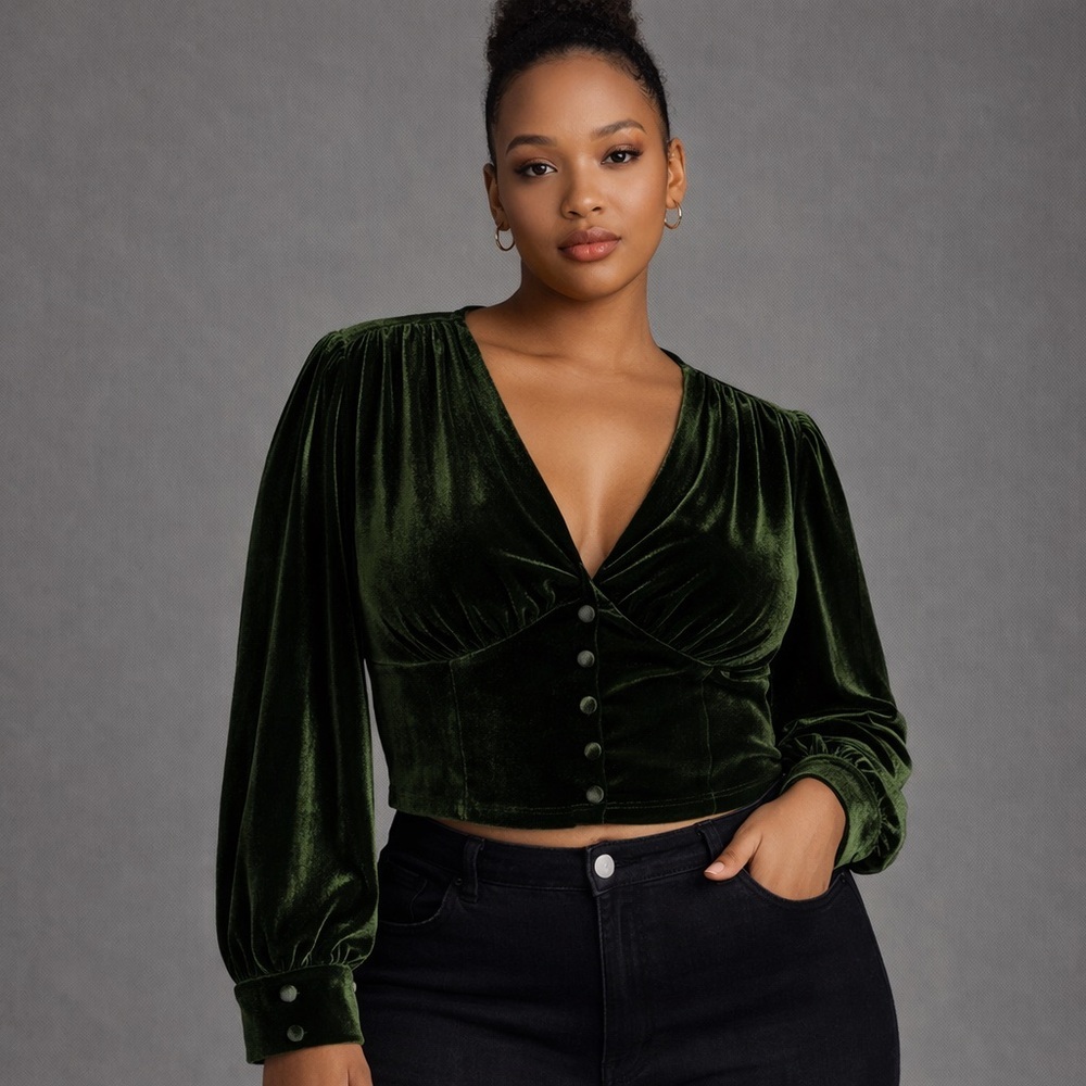 Cider Size 1XL Green Velvet Top